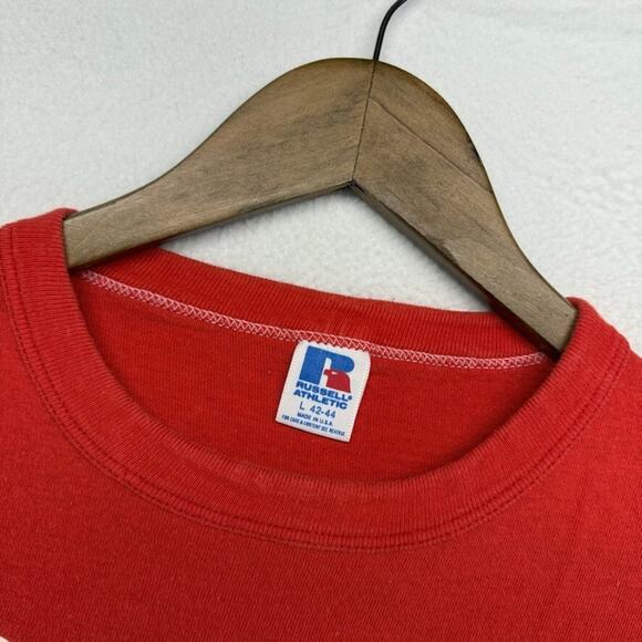 Vintage Boston University Shirt Men's Large Red Single Stitch Spellout Terriers - Picture 7 of 10